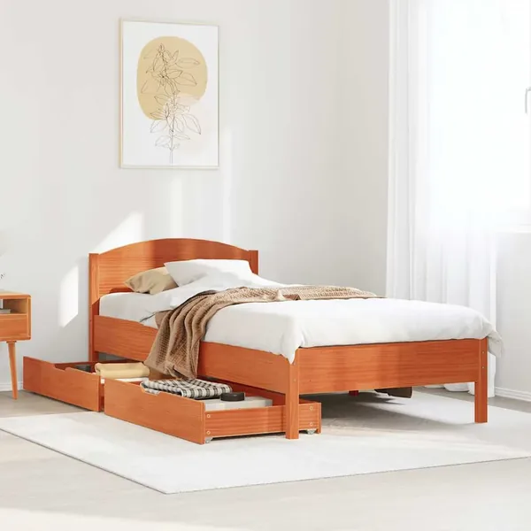 Cadre de lit sans matelas cire marron 90x200 cm bois pin massif