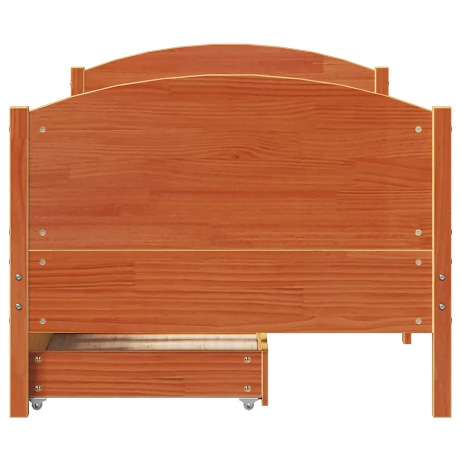 Cadre de lit sans matelas cire marron 100x200cm bois pin massif - 4