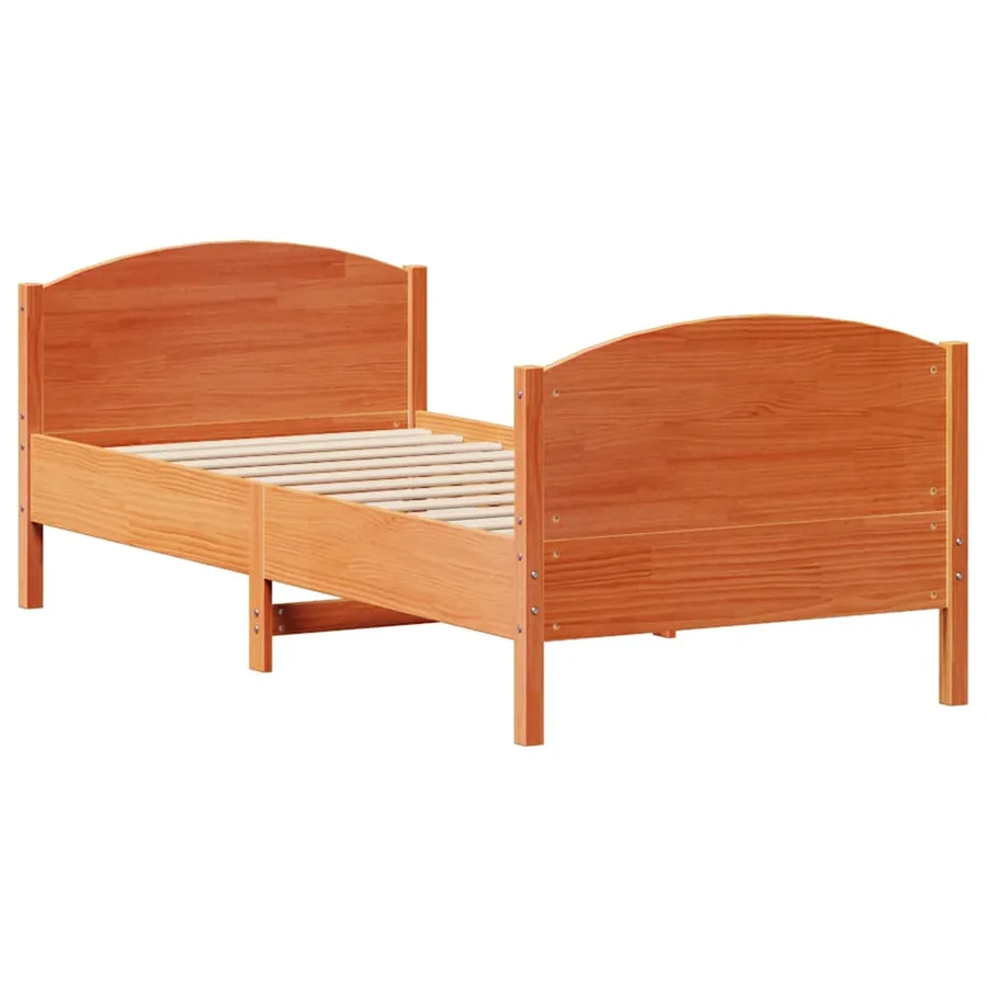 Cadre de lit sans matelas cire marron 100x200cm bois pin massif - 5