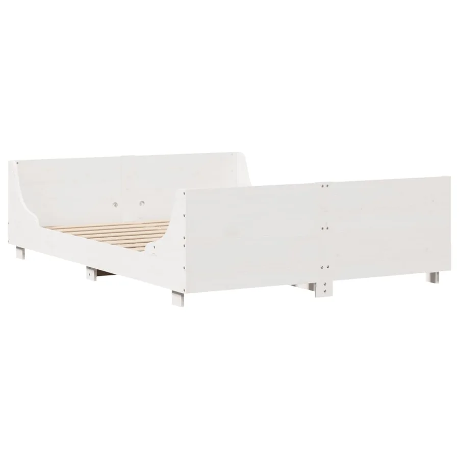 Cadre de lit sans matelas blanc 140x200 cm bois de pin massif - 5