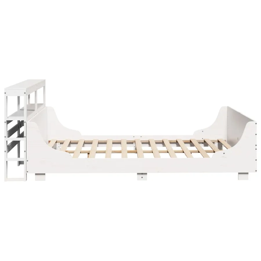 Cadre de lit sans matelas blanc 140x200 cm bois de pin massif - 7