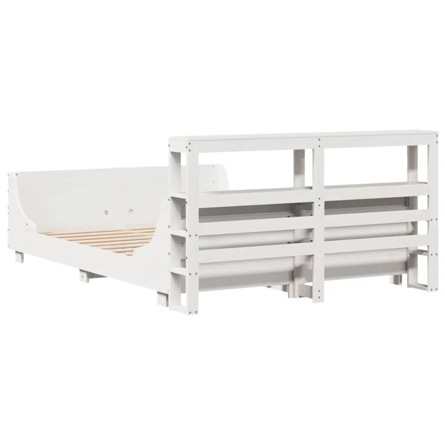Cadre de lit sans matelas blanc 140x200 cm bois de pin massif - 8