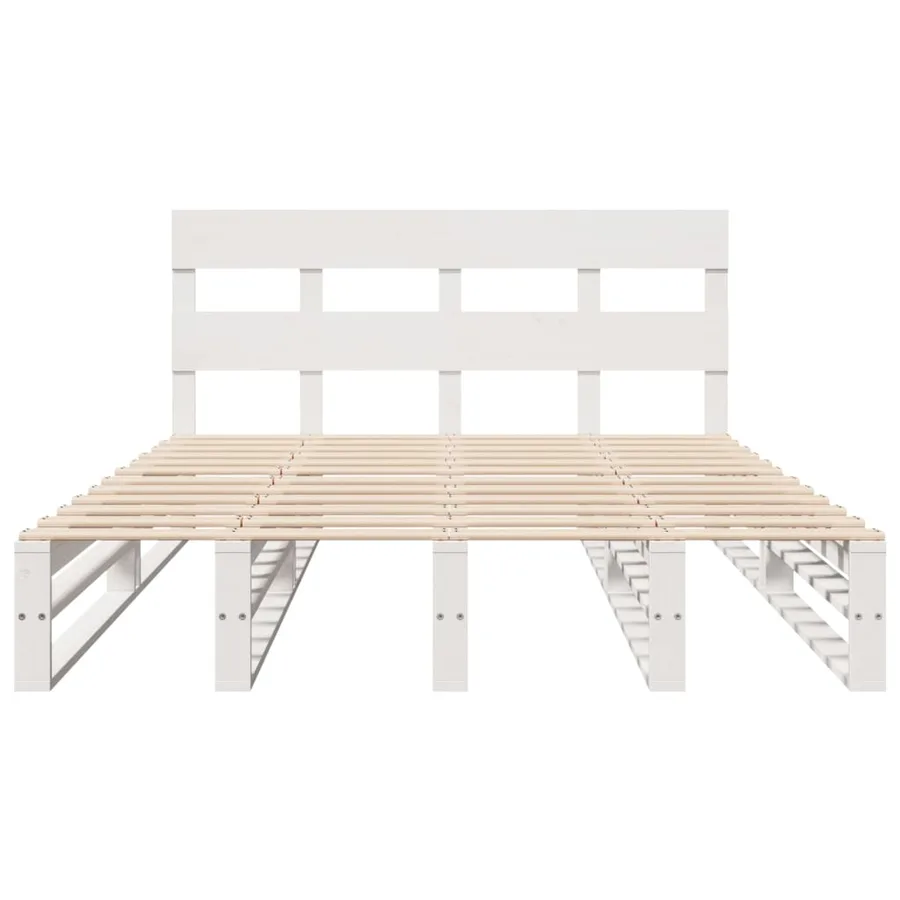 Cadre de lit sans matelas blanc 140x190 cm bois de pin massif - 6