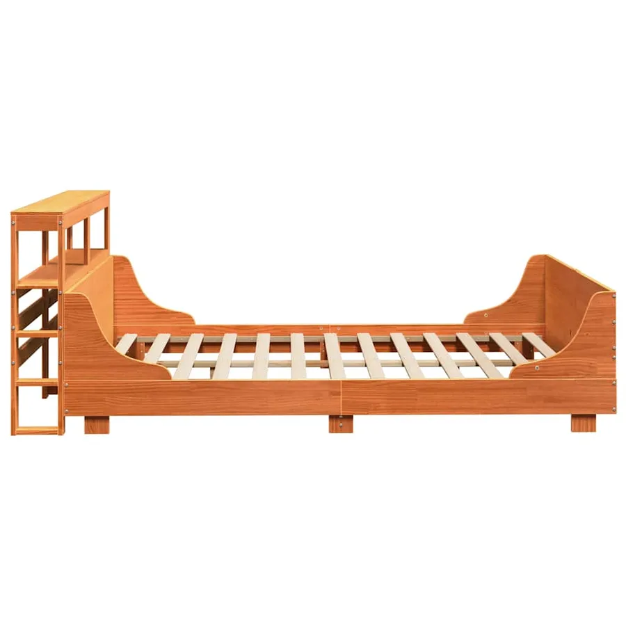 Cadre de lit sans matelas cire marron 135x190cm bois pin massif - 7