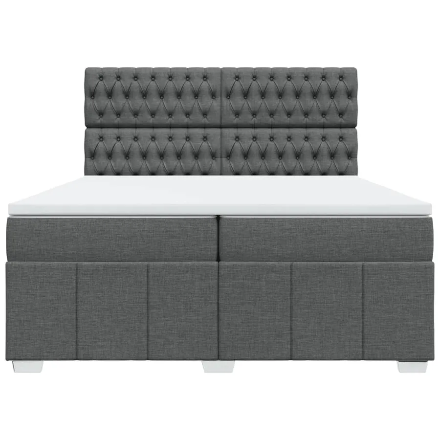 Sommier à lattes de lit avec matelas Gris foncé 200x200cm Tissu - 4