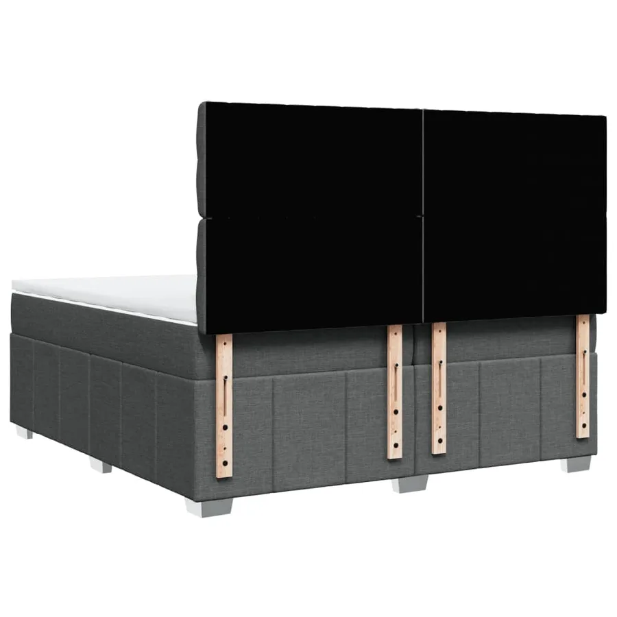 Sommier à lattes de lit avec matelas Gris foncé 200x200cm Tissu - 6