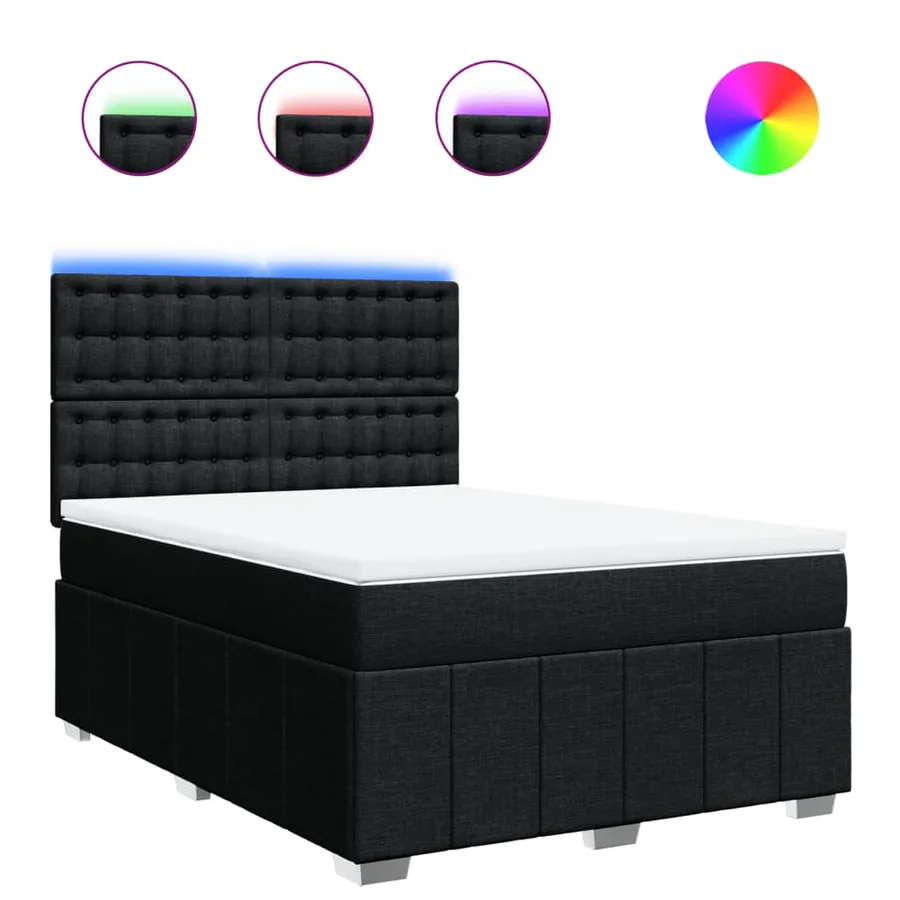 Sommier à lattes de lit avec matelas Noir 140x190 cm Tissu - 2