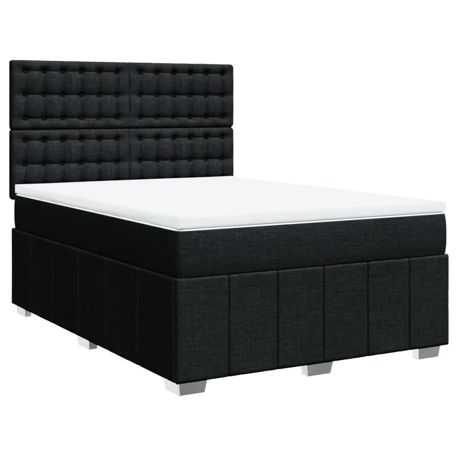 Sommier à lattes de lit avec matelas Noir 140x190 cm Tissu - 3