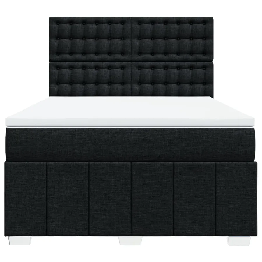 Sommier à lattes de lit avec matelas Noir 140x190 cm Tissu - 6