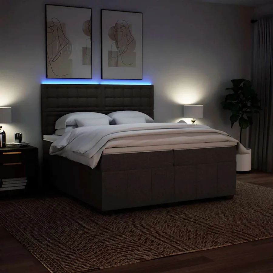 Sommier à lattes de lit avec matelas Marron foncé 200x200 cm - 4