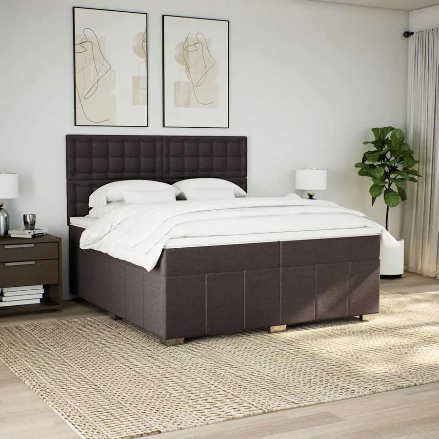 Sommier à lattes de lit avec matelas Marron foncé 200x200 cm - 5