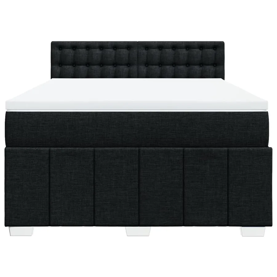 Sommier à lattes de lit avec matelas Noir 140x190 cm Tissu - 4