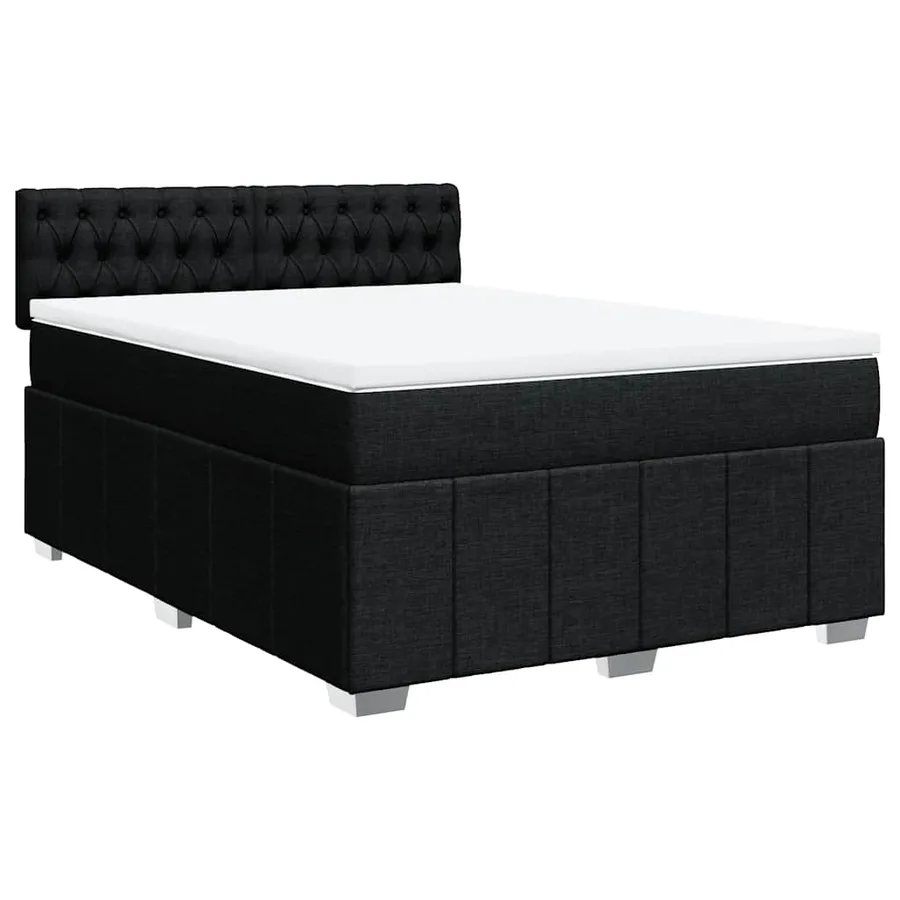 Sommier à lattes de lit avec matelas Noir 140x190 cm Tissu - 2
