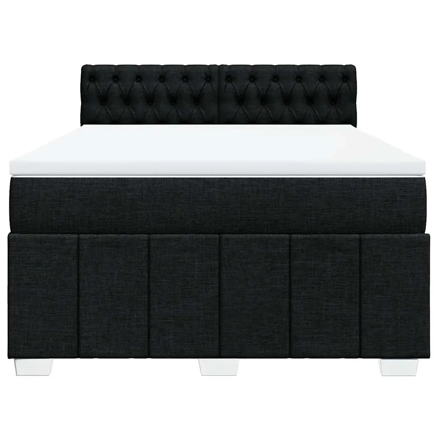 Sommier à lattes de lit avec matelas Noir 140x190 cm Tissu - 4