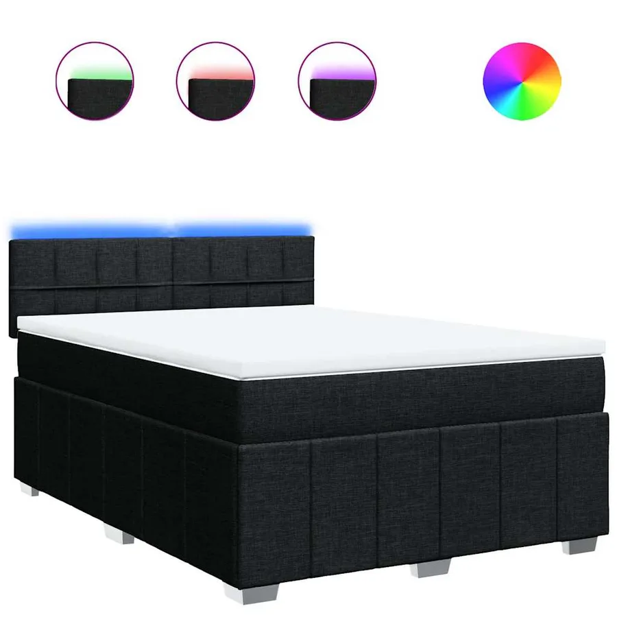 Sommier à lattes de lit avec matelas Noir 140x190 cm Tissu - 2