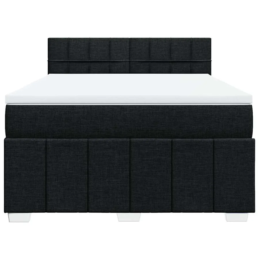 Sommier à lattes de lit avec matelas Noir 140x190 cm Tissu - 6