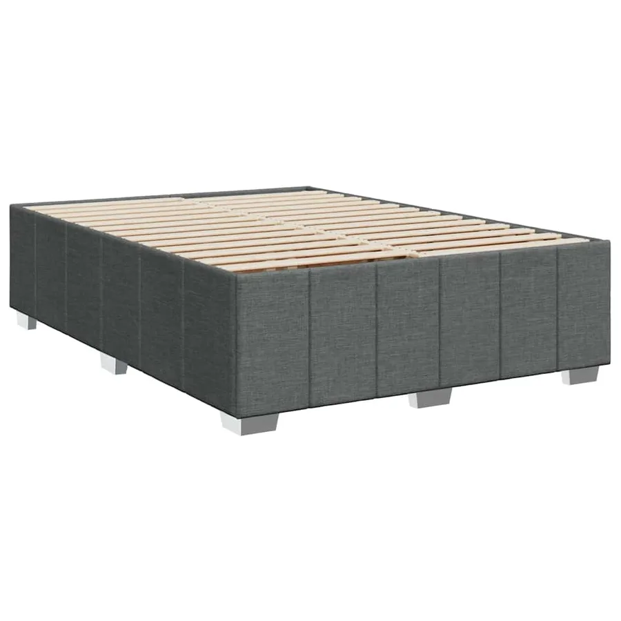 Cadre de lit sans matelas gris foncé 140x190 cm tissu - 2