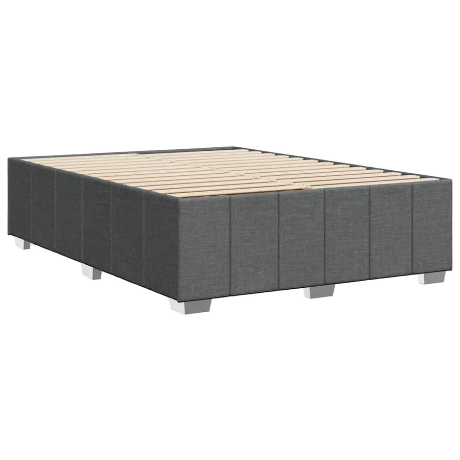 Cadre de lit sans matelas gris foncé 140x190 cm tissu - 5