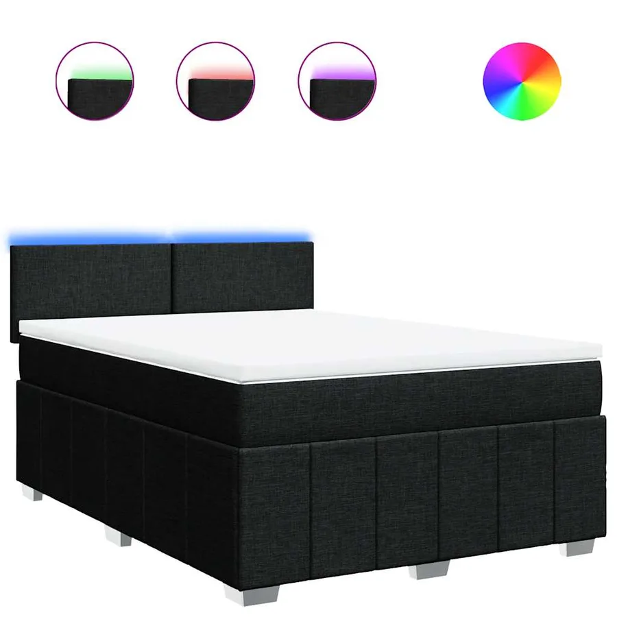 Sommier à lattes de lit avec matelas Noir 140x200 cm Tissu - 2