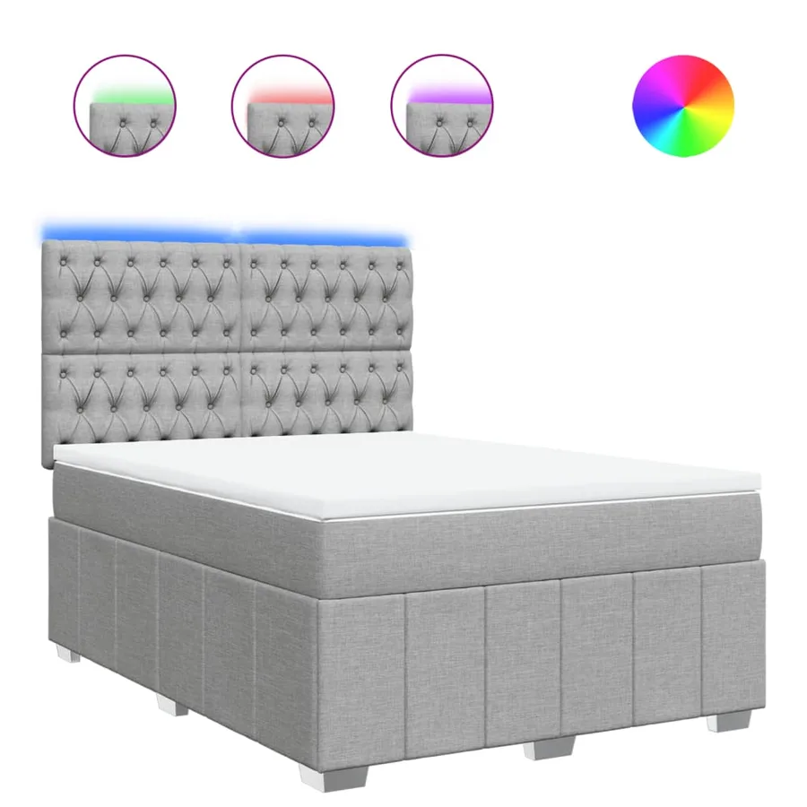 Sommier à lattes de lit avec matelas Gris clair 140x200cm Tissu - 2