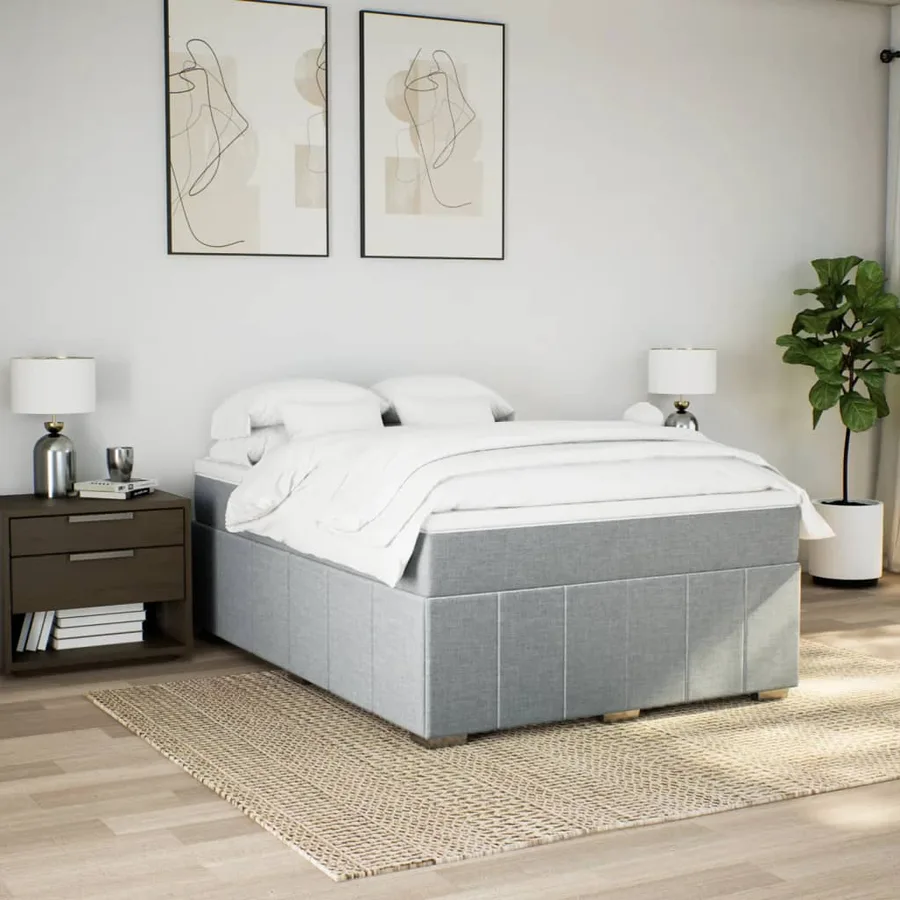 Sommier à lattes de lit avec matelas Gris clair 140x200cm Tissu - 3
