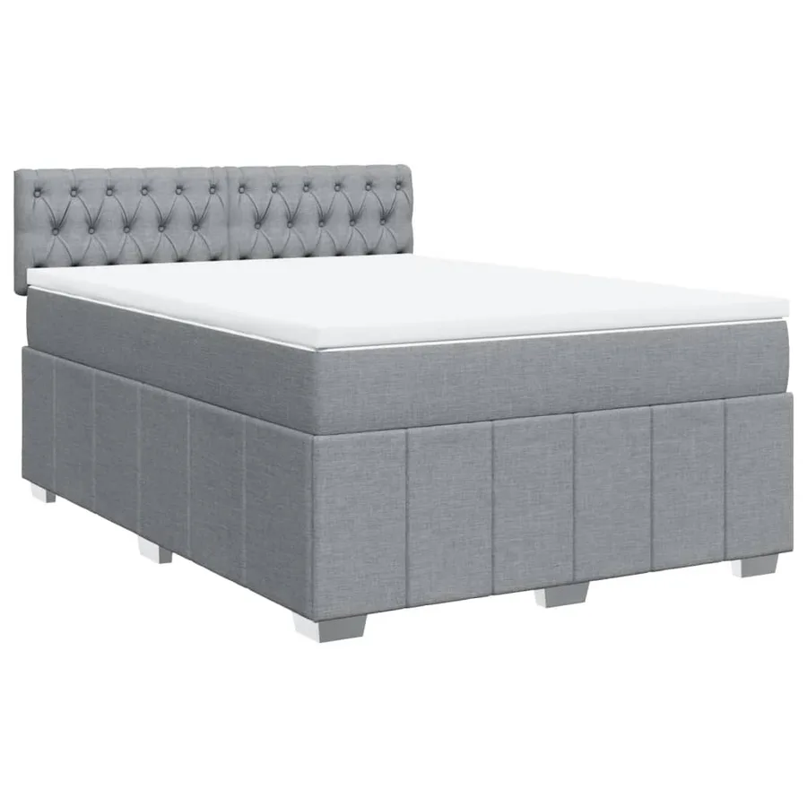 Sommier à lattes de lit avec matelas Gris clair 140x200cm Tissu - 2