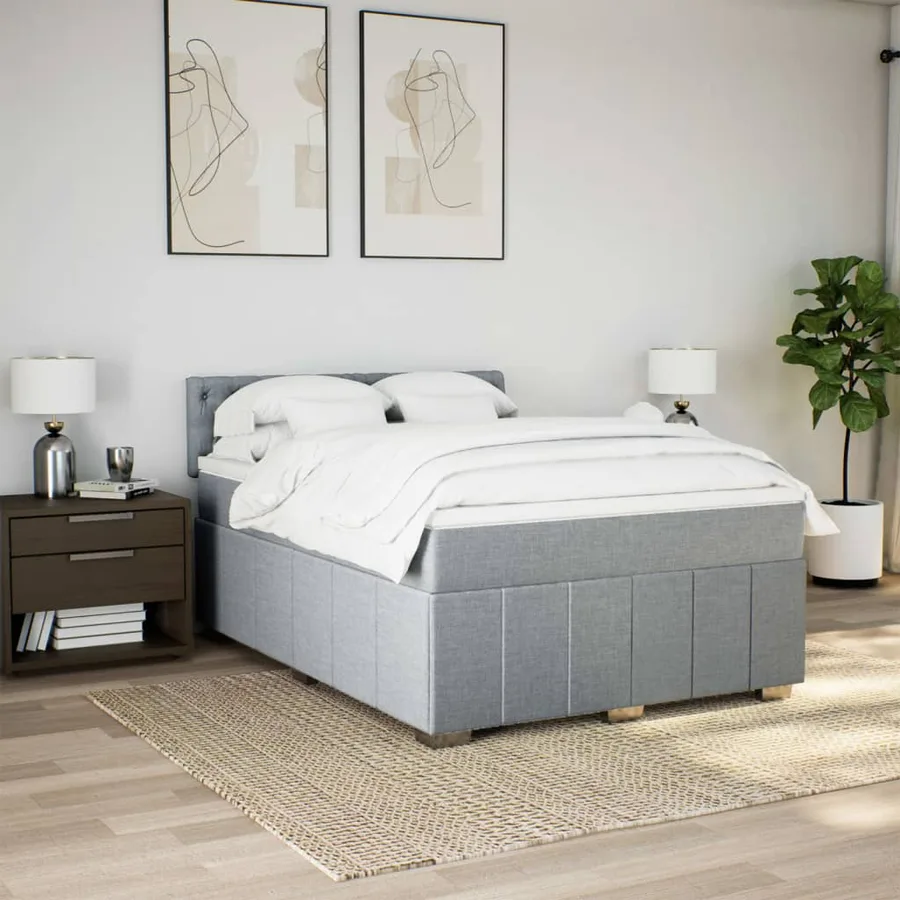 Sommier à lattes de lit avec matelas Gris clair 140x200cm Tissu - 3