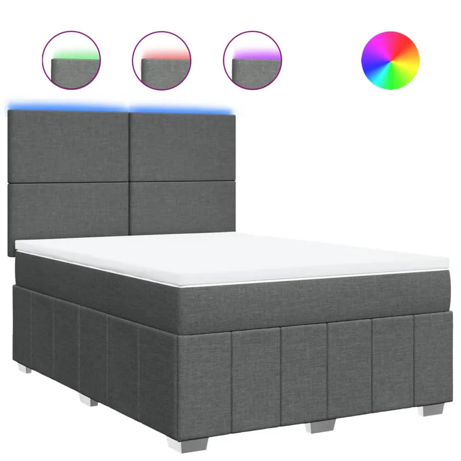 Sommier à lattes de lit avec matelas Gris foncé 140x200cm Tissu - 2