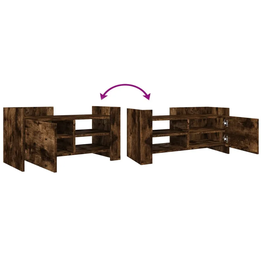 Meuble TV chêne fumé 80x35x40 cm bois d'ingénierie - 6