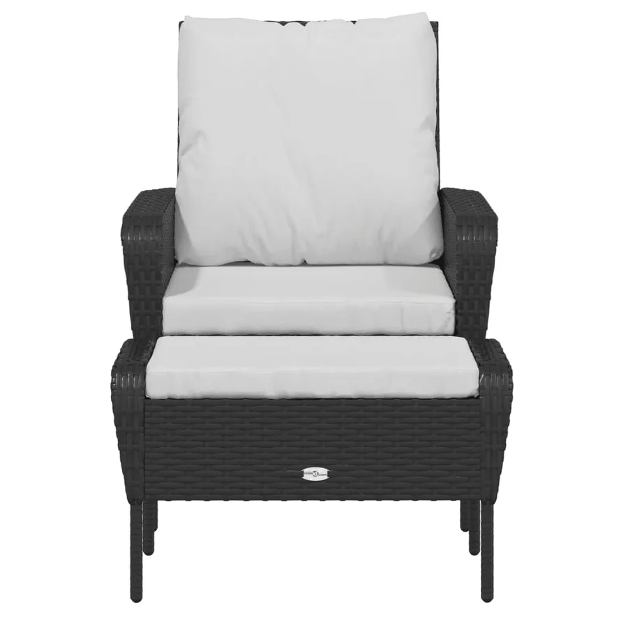 Chaise de jardin avec tabouret noir résine tressée - 3