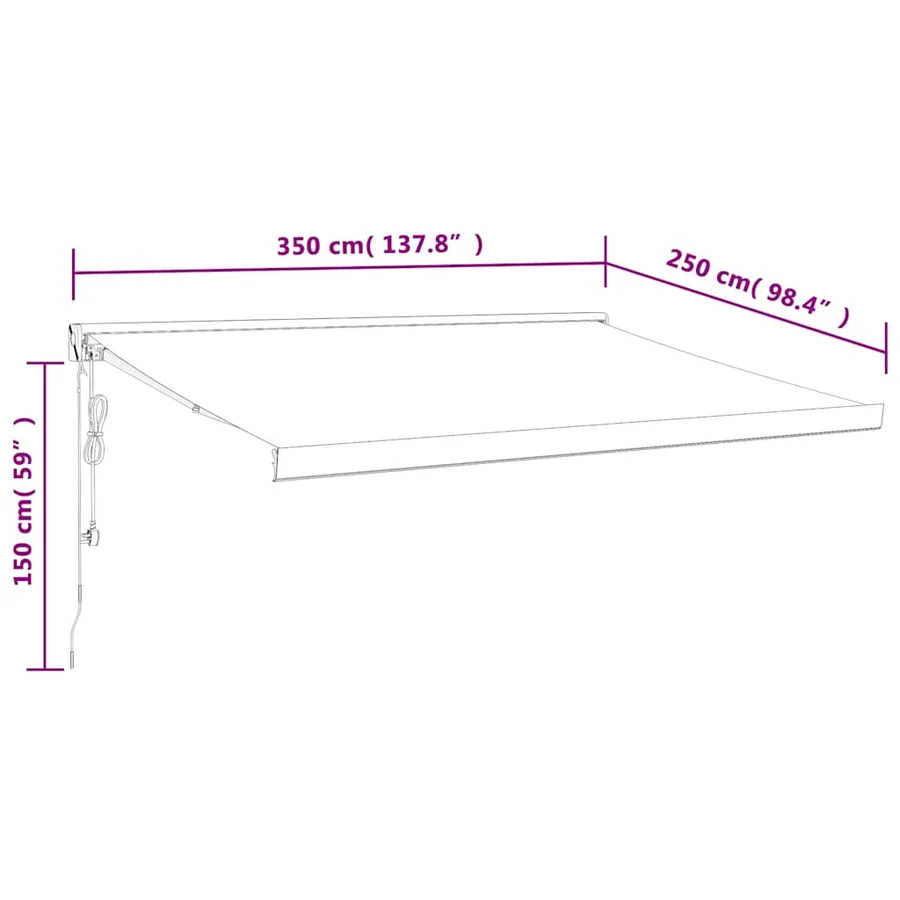 Auvent rétractable jaune et blanc 3,5x2,5 m tissu et aluminium - 10