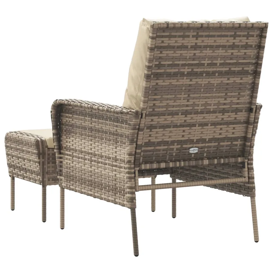 Chaise de jardin avec tabouret marron clair résine tressée - 5