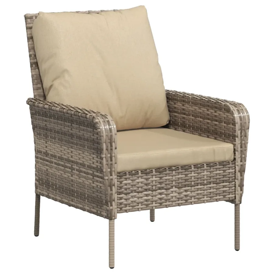 Chaise de jardin avec tabouret marron clair résine tressée - 6