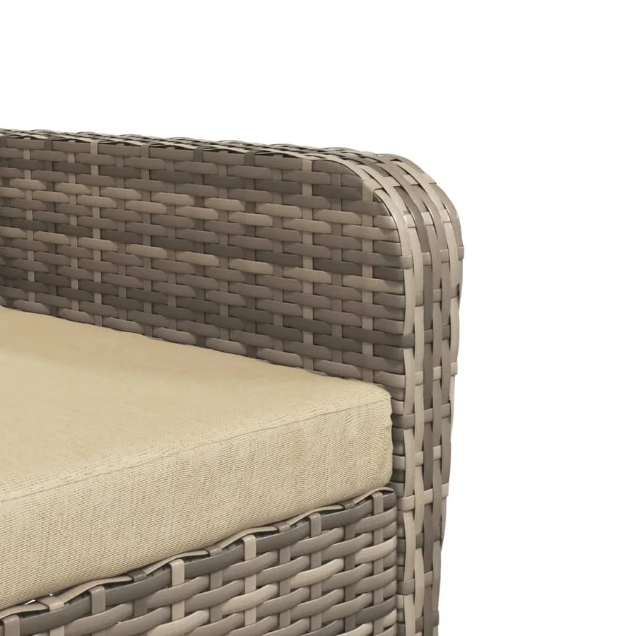 Chaise de jardin avec tabouret marron clair résine tressée - 8