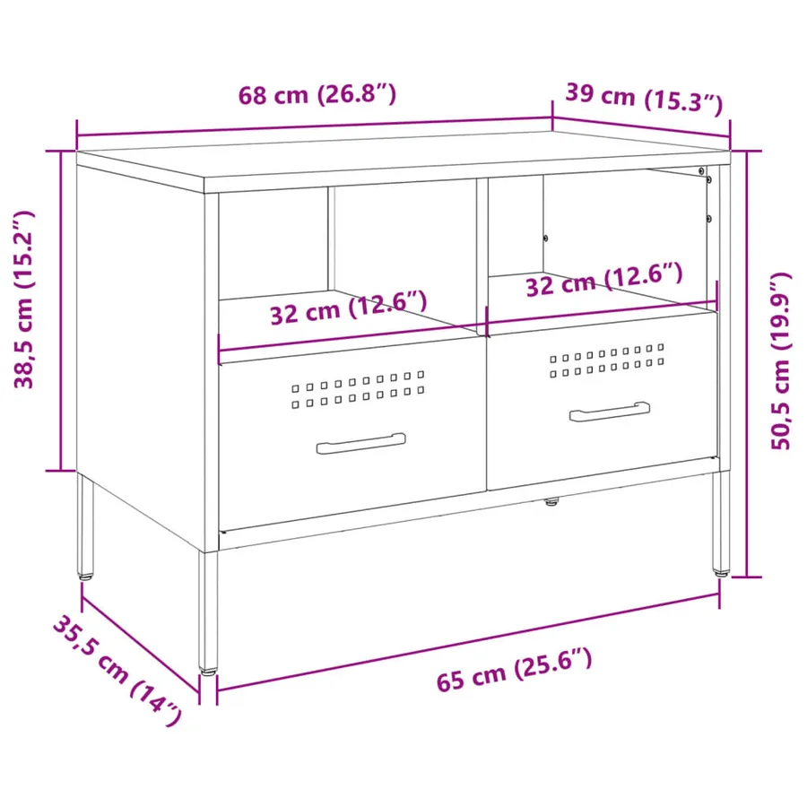 Meuble TV rose 68x39x50,5 cm acier - 13