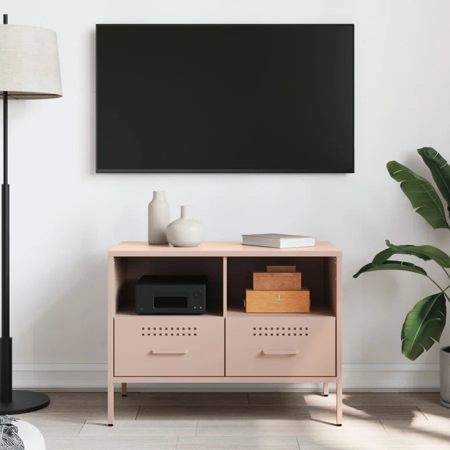 Meuble TV rose 68x39x50,5 cm acier - 3
