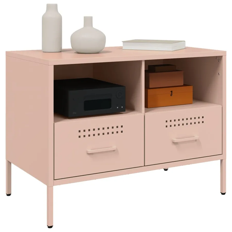 Meuble TV rose 68x39x50,5 cm acier - 4