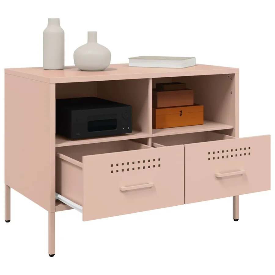 Meuble TV rose 68x39x50,5 cm acier - 5