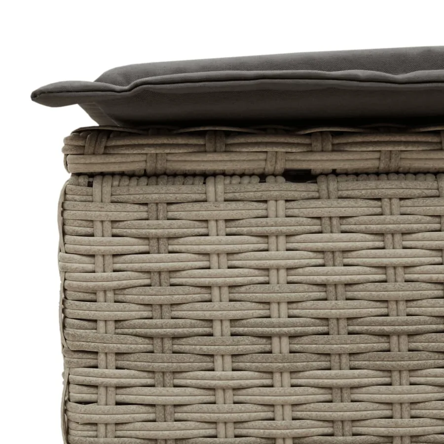 Chaise longue double avec coussins gris clair résine tressée - 7