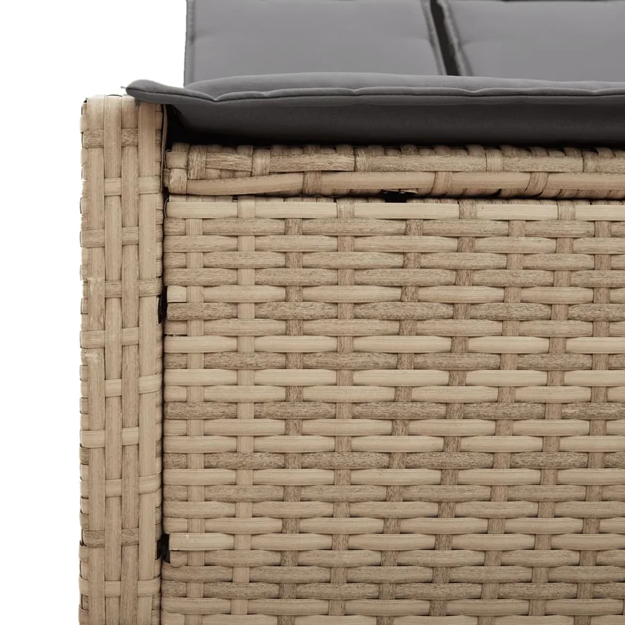 Chaise longue double avec coussins beige résine tressée - 7