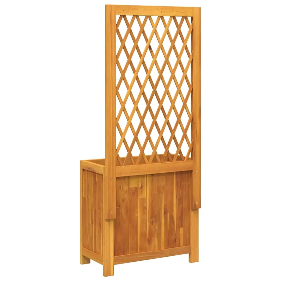 Jardinière avec treillis 55x29,5x132 cm bois massif d'acacia - 6