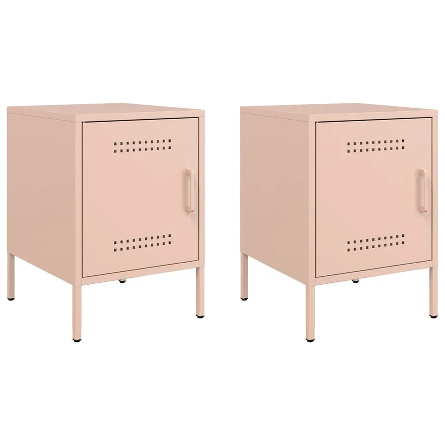 Tables de chevet 2 pcs rose 36x39x50,5 cm acier - 2