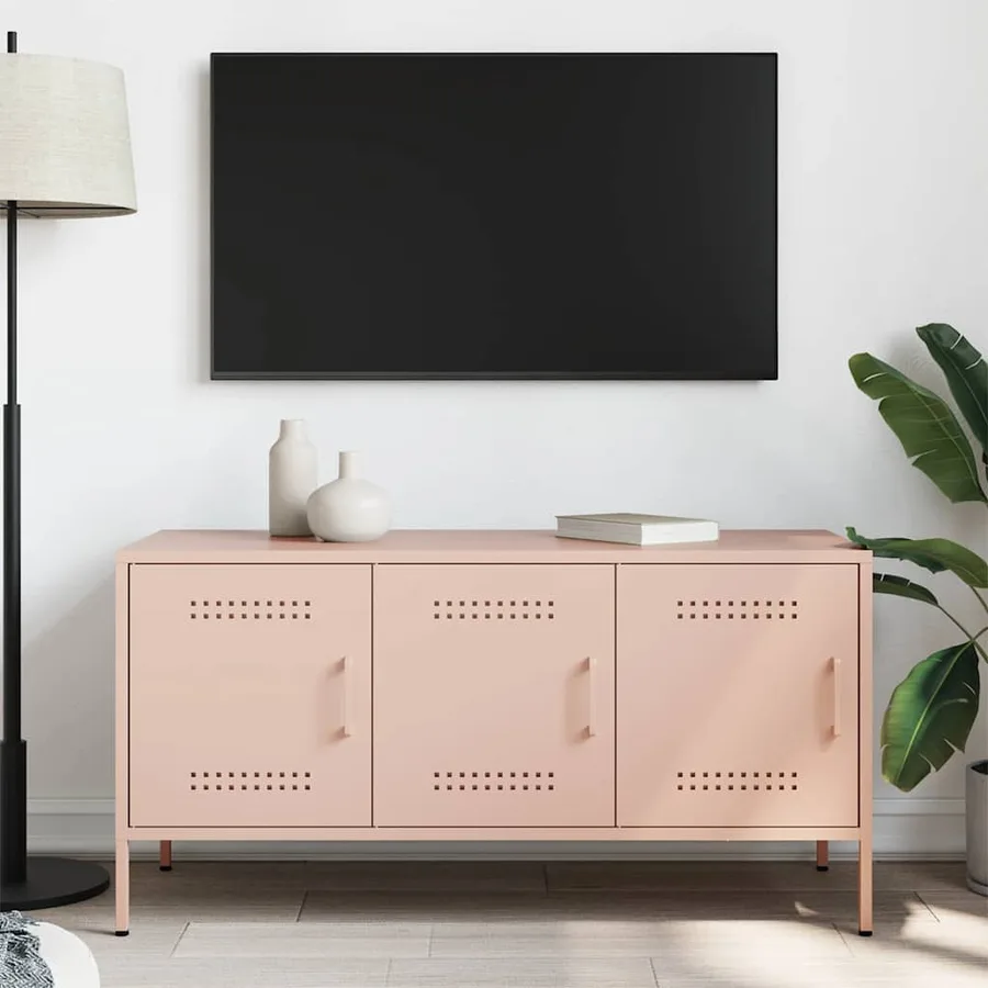 Meuble TV rose 100,5x39x50,5 cm acier - 3