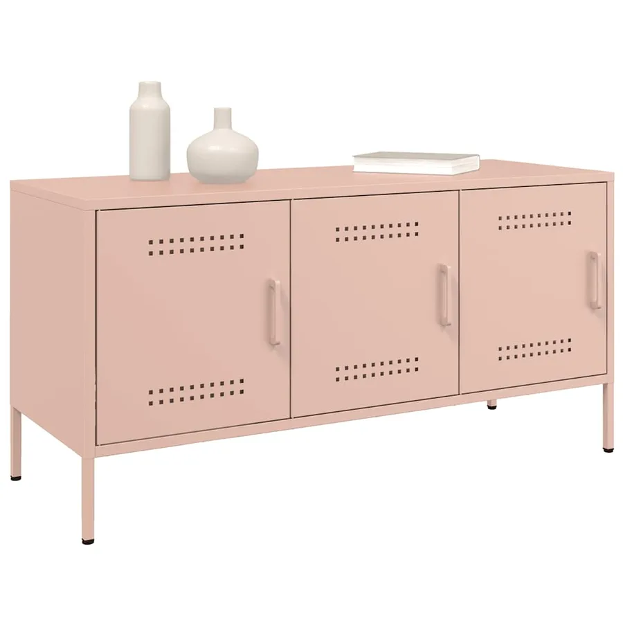 Meuble TV rose 100,5x39x50,5 cm acier - 4