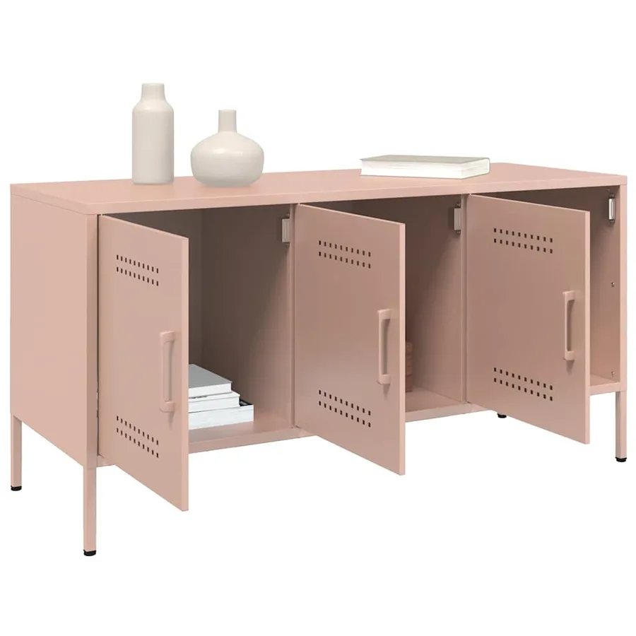 Meuble TV rose 100,5x39x50,5 cm acier - 5