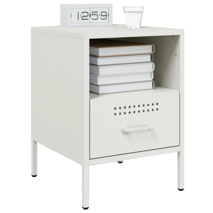 Tables de chevet 2 pcs blanc 36x39x50,5 cm acier - 3