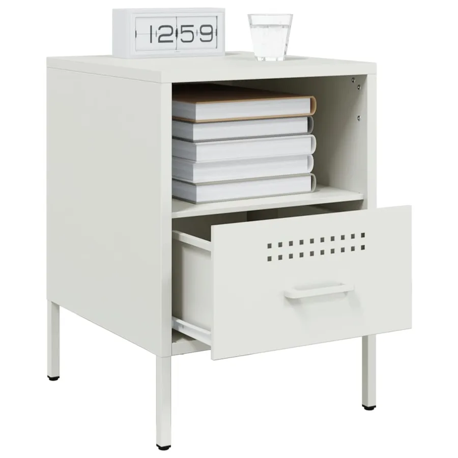 Tables de chevet 2 pcs blanc 36x39x50,5 cm acier - 4