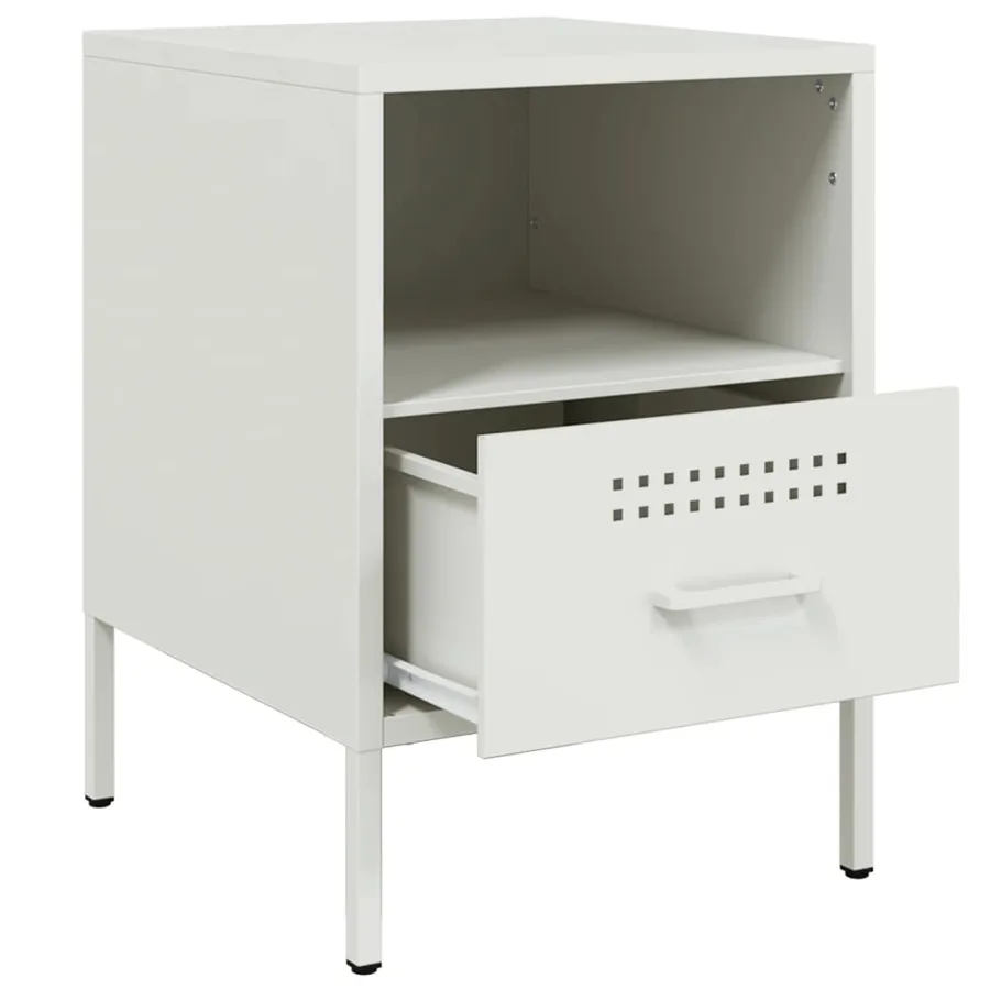 Tables de chevet 2 pcs blanc 36x39x50,5 cm acier - 9