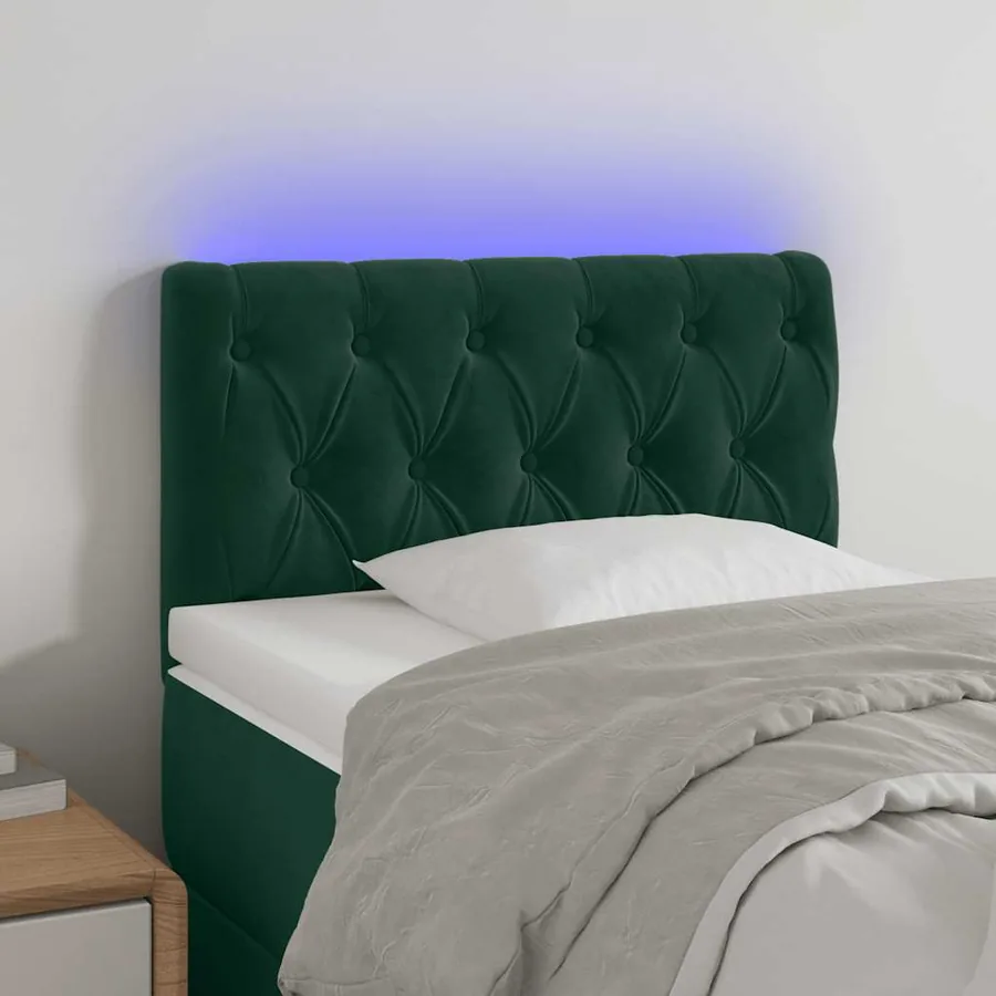 Tête de lit à LED Vert foncé 80x7x78/88 cm Velours