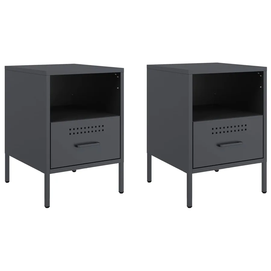Tables de chevet 2 pcs anthracite 36x39x50,5 cm acier - 2